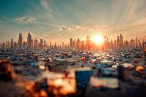 view of a city from the top of a hill. . photo