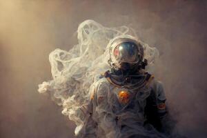 close up of a person in a space suit. . photo