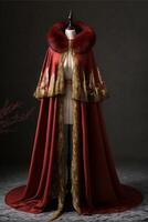 red cape with a fur collar on a mannequin. . photo