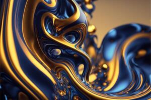 computer generated image of a blue and gold swirl. . photo