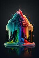 piece of art that looks like a waterfall of paint. . photo