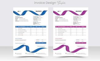 Minimal Corporate Business Invoice design template vector illustration bill form price invoice. Creative invoice template vector. business stationery design payment agreement design template