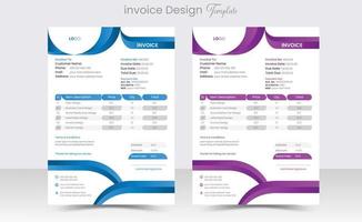 Minimal Corporate Business Invoice design template vector illustration bill form price invoice. Creative invoice template vector. business stationery design payment agreement design template