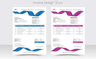 Minimal Corporate Business Invoice design template vector illustration bill form price invoice. Creative invoice template vector. business stationery design payment agreement design template