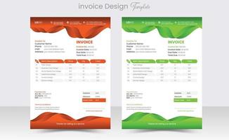 Minimal Corporate Business Invoice design template vector illustration bill form price invoice. Creative invoice template vector. business stationery design payment agreement design template