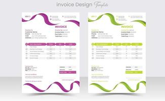 Minimal Corporate Business Invoice design template vector illustration bill form price invoice. Creative invoice template vector. business stationery design payment agreement design template