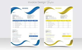 Minimal Corporate Business Invoice design template vector illustration bill form price invoice. Creative invoice template vector. business stationery design payment agreement design template