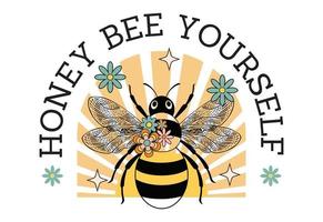 miel abeja tú mismo, retro abeja citar vector