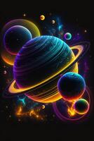 an image of a group of planets in outer space. . photo