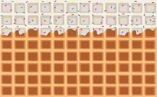 Wafer and flowing white chocolate - vector background. Sweet texture. Soft icing.