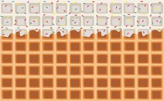 Wafer and flowing white chocolate - vector background. Sweet texture. Soft icing.