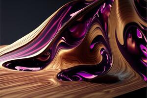 wooden table topped with lots of purple liquid. . photo