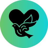 Dove with Heart Vector Icon Design