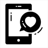 Chat bubble with heart and mobile denoting concept of romantic conversation vector