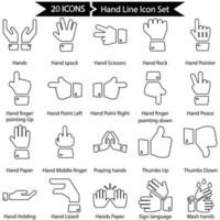 Hand Line Icon Set vector