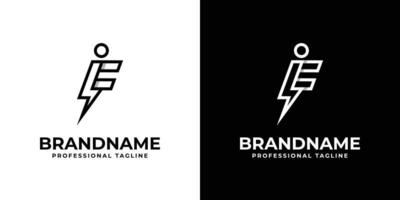 Letter IF Thunderbolt Logo, suitable for any business with IF or FI initials. vector