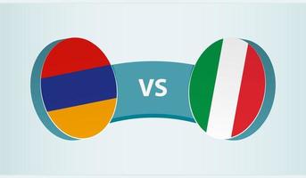 Armenia versus Italia, equipo Deportes competencia concepto. vector