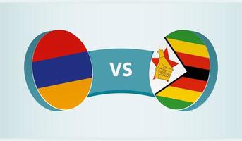 Armenia versus Zimbabue, equipo Deportes competencia concepto. vector