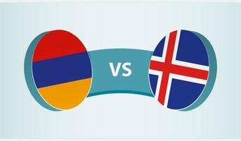 Armenia versus Islandia, equipo Deportes competencia concepto. vector