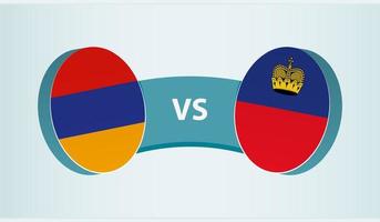 Armenia versus liechtenstein, equipo Deportes competencia concepto. vector