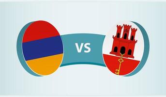 Armenia versus Gibraltar, equipo Deportes competencia concepto. vector