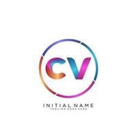 letra CV colorido logo prima elegante modelo vector