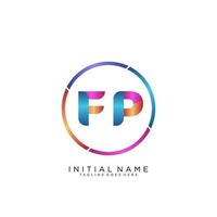 letra fp colorido logo prima elegante modelo vector