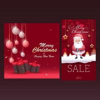 Merry Christmas Happy New Year Poster And Template Design For Advertising. vector