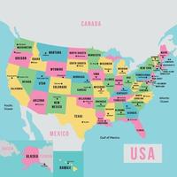 mapa de unido estados de America y rodeando fronteras vector