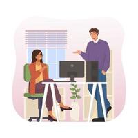 Woman talking with man at office vector