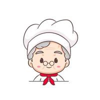 linda caricatura de la abuela chef. arte vectorial del logotipo de cocina de la abuela. concepto de icono de comida de personas. restaurante y logotipo culinario casero vector