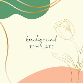Abstract background vector template with geometric shapes and tulip flower. Good for social media posts, mobile apps, banner designs, online promotions and adverts. Floral vector background.