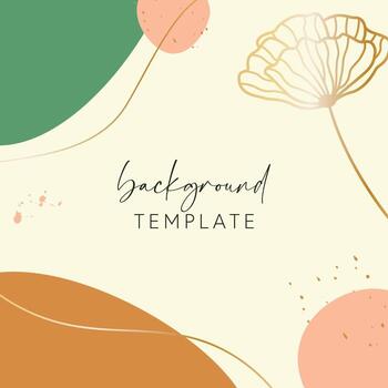 Abstract background vector template with geometric shapes and flower. Good for social media posts, mobile apps, banner designs, online promotions and adverts. Floral  vector background.