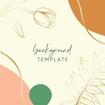 Abstract background vector template with geometric shapes and tulip flower and leaves. Good for social media posts, mobile apps, banner designs, online promotions and adverts. Flora vector background.