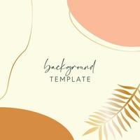 Abstract background vector template with geometric shapes and tropical leaves branch. Good for social media posts, mobile apps, banner designs, online promotions and adverts. Tropic vector background.