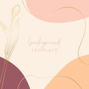 Abstract background vector template with geometric shapes and tulip flower. Good for social media posts, mobile apps, banner designs, online promotions and adverts. Floral vector background.