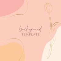 Abstract background vector template with geometric shapes and tulip flower. Good for social media posts, mobile apps, banner designs, online promotions and adverts. Floral vector background.