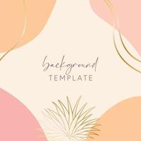 Abstract background vector template with geometric shapes and tropical leaf. Good for social media posts, mobile apps, banner designs, online promotions and adverts. Tropical vector background.