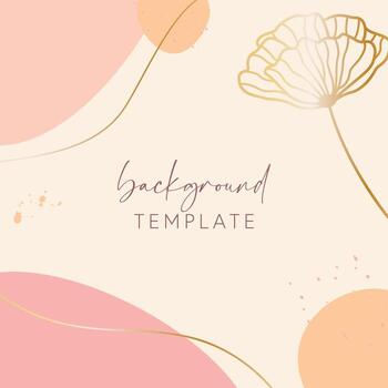 Abstract background vector template with geometric shapes and flower. Good for social media posts, mobile apps, banner designs, online promotions and adverts. Floral  vector background.