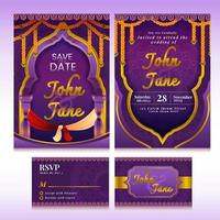 Royal Purple Gold Indian Wedding Template vector