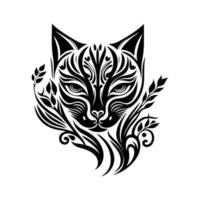 Majestic cat head in tribal style. Tattoo design vector illustration ideal for animal lovers and enthusiasts. Perfect for t-shirt, accessories, and other related designs.