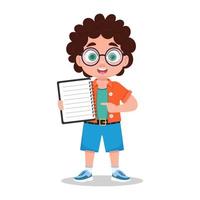 Cute boy with notepad vector