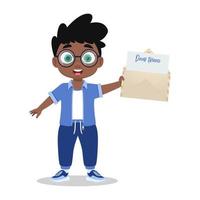 Cute boy got an envelope vector