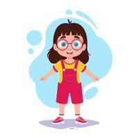 linda niño, niña con lentes vector