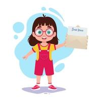 Child with an open letter in his hand vector