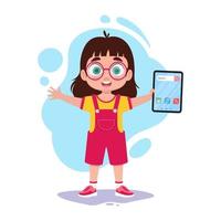 Cute child with a tablet in his hand vector