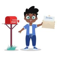 Boy with an envelope in his hands vector