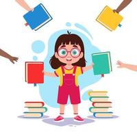 Cute girl handing out books vector