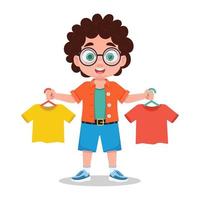 Trying on things for a child. Vector illustration