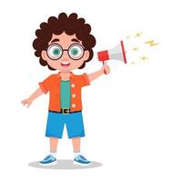 Child with a megaphone in his hand vector